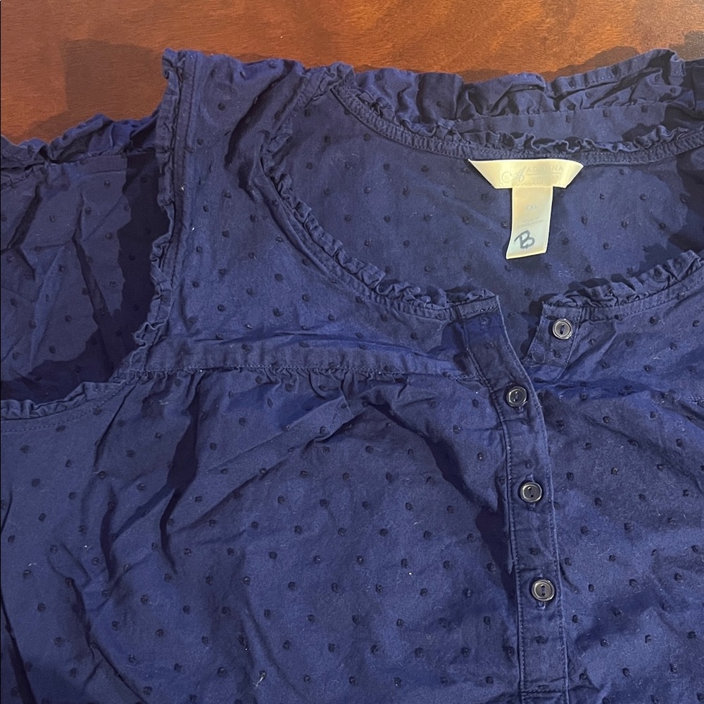 Adonna Navy clip dot sleeveless nightgown Sleepwear pajama dress - Picture 3 of 5